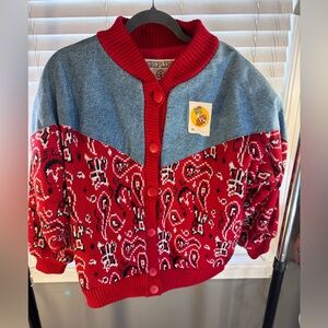 RARE Vintage Shepler’s Western Cardigan Sweater - Red Bandana Print - Size M